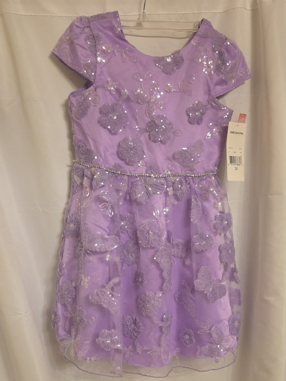 Rare Editions Lavender Floral Sequin Party Dress Size 14 Girls
